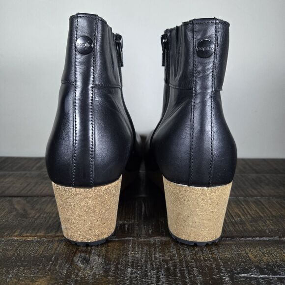 Papillio Ebba Womens 6 Mens 4 EU 37 Narrow Leather Wedge Boots Zipper Black - Picture 4 of 10